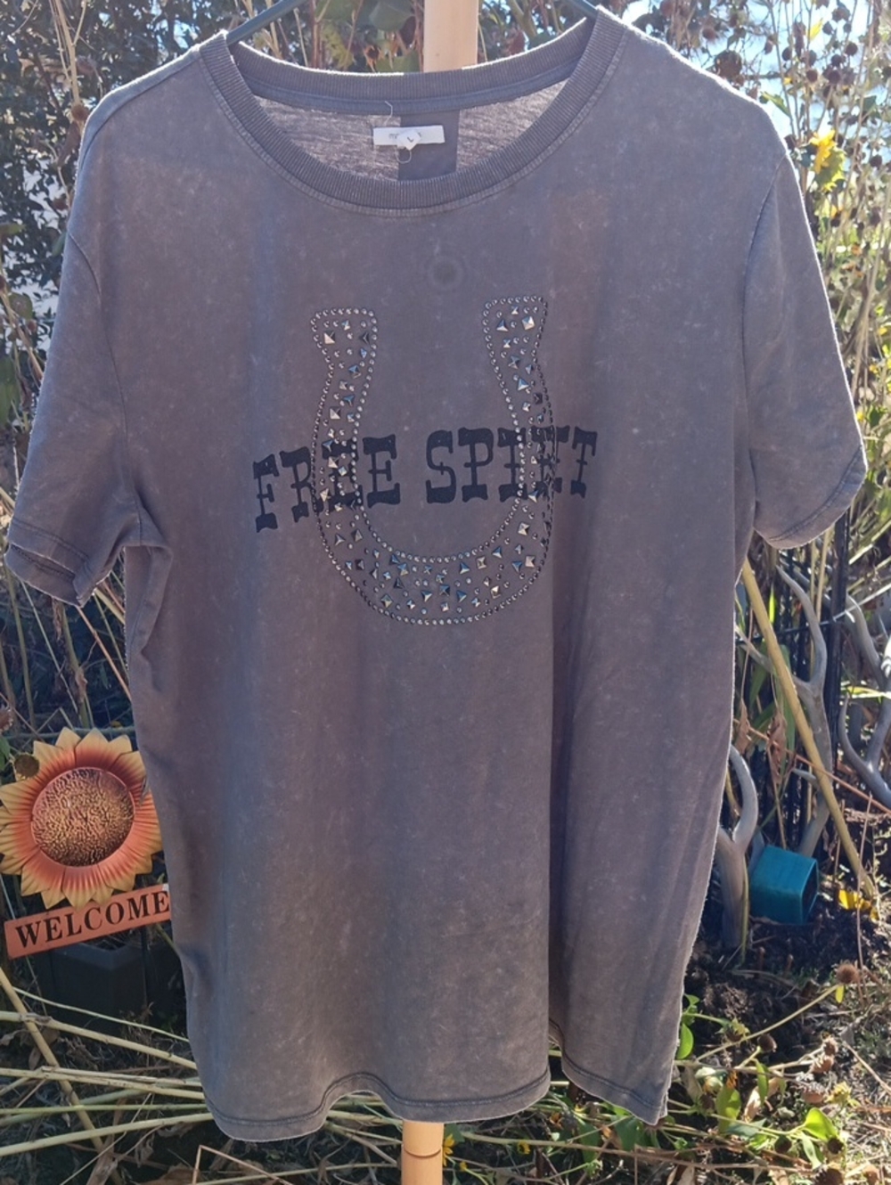 Maurices Grey 'Free Spirit' Studded Horseshoe Tee